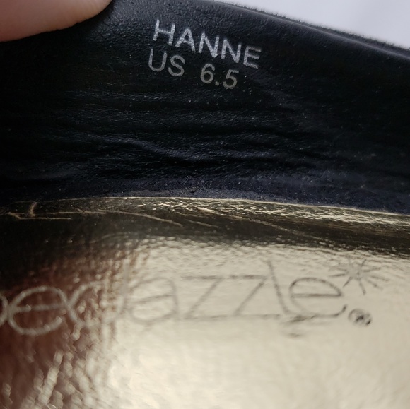 Shoedazzle Hanne Black Suede Shoes w/ Gold sz 6.5 - Picture 6 of 6